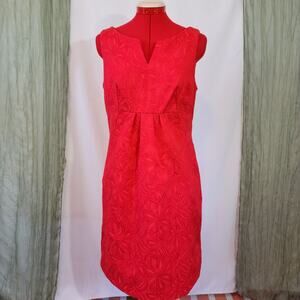 Sandra Darren Red Sleeveless  Knee Length Sheath Dress Size 10